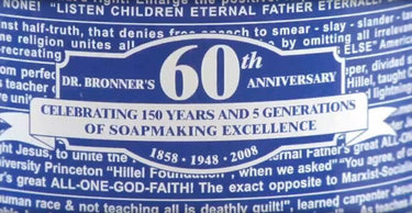 2008 - Dr. Bronner's celebra 150 años de fabricación de jabón y 60 años de productos orgánicos certificados. Expande la distribución en Israel, cumpliendo el sueño de toda la vida de Emanuel Bronner.